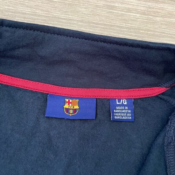 FC Barcelona FCB Men’s Full Zip Sweatshirt Navy Blue Red Size L - Picture 4 of 6